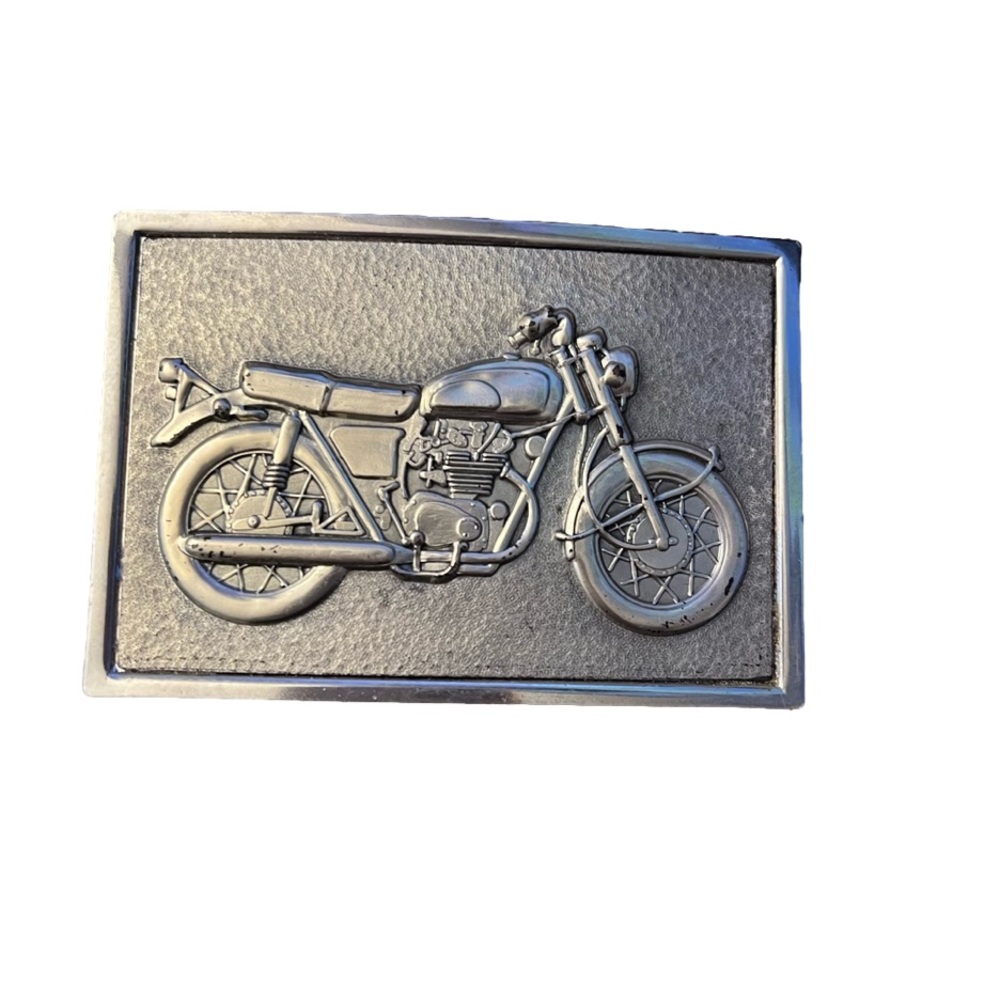 Vintage Silver Brass Motorcycle Belt Buckle Copper Harley Davidson Indian Biker - Picture 1 of 2
